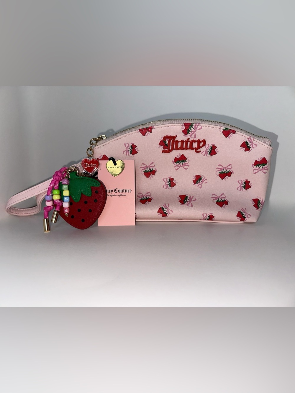 Juicy Couture Juicy Couture Retro Strawberry Light Pink Wristlet